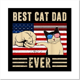 Best Cat Dad Ever American Flag Posters and Art